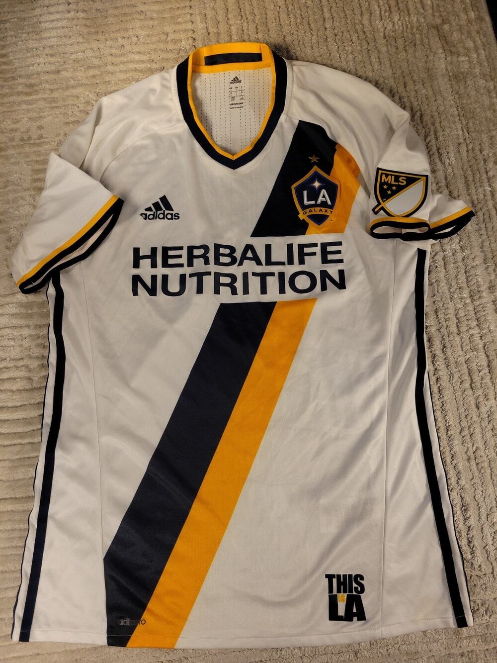 Adidas LA Galaxy MLS Soccer Futbol Jersey Shirt Mens Large Adult Los Angeles